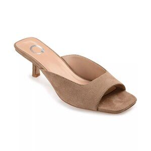 Journee Collection Womens Larna Square Toe Slip On Kitten Heels Taupe Size 7 NIB